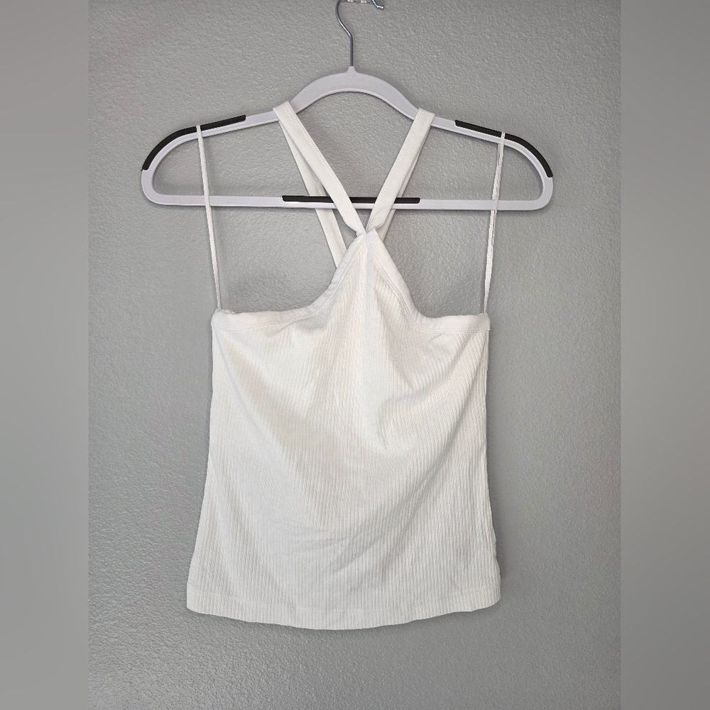 White Ribbed Women's Top